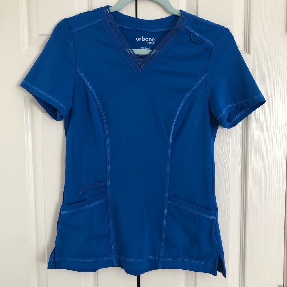 Urbane Impulse Scrub Top Blue Short Sleeve Size XS EUC